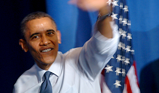 Eye on Washington's President attends, and gets a prime seat on the stage behind the President at an Obama speech on education